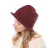 Vrouwen Hoge Hoed Gebreid Voor Bloem Winter Verdikte Warme Caps Rand Hoeden Beanie Emmer Hoed Mode