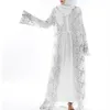 Moda donna Paillettes ricamo prospettiva pizzo Abaya donne musulmane cardigan lungo camicetta di chiffon abbigliamento islamico turco a8702869