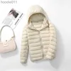 Женские Down Parkas 30 Colors Women Fashion Hoodid Short Puffer Jackets 2023 Новые прибытия Осенняя зимняя Женская Женская Белая Утка вниз по корейскому сложному пальту L230920