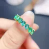 Cluster Rings Natural Gem Ring Green Paparacha Rare Topaz 925 Sterling Silver