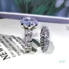 Band Rings 2021 New Sparkling Luxury Jewelry Couple Rings Large Oval Cut White Topaz CZ Diamond Gemstones Women Wedding Bridal Ring Set Gift9608567 x0920