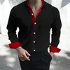 Мужские повседневные рубашки, мужская лоскутная рубашка с длинными рукавами и лацканами, весна-осень, деловые офисные футболки, мужская однобортная тонкая свадебная блузка