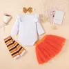 Clothing Sets Baby Clothes Thanksgiving Day Cute Infant Girls Long Sleeve Turkey Print Romper Lace Tutu Skirts Headband 3pcs 230919