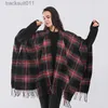 Cape pour femme Style de luxe rétro Plaid automne et hiver nouvelle Cape extérieure châle pour femme chaud Imitation cachemire coton écharpe à franges L230920