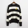 Women's Sweaters Women College Candy Color Stripes Moon Embroidery 2023 Kawaii Sweater Female Harajuku Clothing For Lady Ulzzang