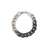 Bracelet à maillons de chaîne pour hommes, chaîne cubaine, noir, argent, contraste, M00536