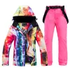 Ternos de esqui 30 Mulheres quentes Snow Wear Suit Define Snowboard Roupas À Prova D 'Água Traje de Inverno Jaquetas de Esqui e Cinta Calças Cinto Babadores para Feminino 230920