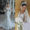 Modern New 2021 Romantic Gorgeous Long Sleeve Mermaid Wedding Dresses Beading Lace Princess Bridal Gown Custom Made Appliques See 227L