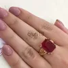 Bandringe, Eheringe, 585 russisches 14-karätiges Roségold, eingelegte quadratische Rubinringe für Frauen, offen, luxuriös, elegant, klassisch, Verlobungsschmuck, Muttertagsgeschenk, 230712 x0920