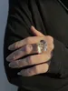 Кольца-группы Ice Cube, инкрустированные розой, акриловая смола, прозрачное кольцо, нишевый дизайн, модные универсальные крутые женские ювелирные аксессуары x0920