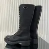 Designer en cuir brossé Re-Nylon bottes femmes chaussures décontractées monolith mocassins bottes de luxe en cuir triangle noir cloudbust classique bottines brevetées