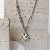 Chaînes Vintage fait à la main amour coeur forme collier pour femmes Thai argent couleur chaîne épaisse clavicule S925 timbre