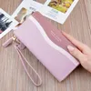 Plånböcker Armbandstelefon Purses Women Splice Female Purse Leather Lady Long Woman Big Card Holder Clutch Zipper