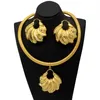 Wedding Jewelry Sets Brazilian Gold Set for Women Plated Necklace Dubai African Hoop Earrings Pendant For Bridal 230920