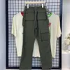 Rel Pics Multi-pockets Straight Flare Pants Mens High Street Elastic Waist Solid Loose Casual Cargo Hip Hop Baggy Trousers297y