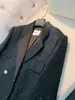 دعاوى النساء للنساء Black Blazer French Vintage Elegant Top -Quality Ladies Tweed Autumnear Ender