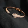 سوار Bangle Leopard Copper Zircon Zircon Men and Women's Hip Hop Head Head