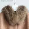 Misturas de Lã Feminina MAOMAOKONG Novas Mulheres Outono Capa Poncho Casaco Jaqueta Natural Real Raccoon Fur Collar Lã Xaile Manto Roupas Femininas L230920