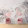 Wallpapers Pink Leaf Flamingo Po Mural Custom 3D Wallpaper For Kids Room Girls Bedroom Living Improvement TV Background Wall Decor