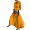 Women Fall O Neck Long Sleeve Dress Casual Solid Color All-match Dress Elegant Butterfly-Tie Temperament Party Long Dresses