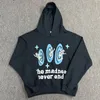 Erkek Hoodies Sweatshirtler Gerçek Resim Kırık Gezegen Kapüşonlu Renk Kontrast Mektup Köpük Baskı Küçük Nakış Retro Kazaklar 230920