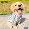 Dog Apparel OIMG Summer Breathable Medium Large Dogs Clothes Golden Retriever Labrador Samoyed Thin T-shirt Comfortable Stripe Pet Pullover 230919