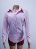 Женские блузки, розовая блузка с карманами и пуговицами с лацканами, однотонная весенне-осенняя модная шифоновая рубашка с длинным рукавом, женские повседневные рубашки