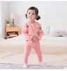 Conjuntos de roupas rosa meninas camisola conjunto amor bebê crianças cardigan 3-6 meses fundo de malha estilo estrangeiro duas peças