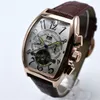 Tourbillon automatique mécanique luxe hommes montres de créateur bracelet en cuir jour Date squelette hommes montres cadeaux pour père