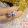 Orecchini con perno Reale Moissanite Quadrato 0,5 ct 1 ct D Colore VVS1 Puro argento sterling 925 per le donne Gioielleria raffinata da sposa EA014