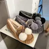 Stivali di cotone Scarpe singole isolanti in peluche invernali da donna australiane Stivali da neve in lana mini palla di pelo a tubo corto con fondo piatto Scarpe a fagioli della madre incinta