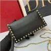 2023-Handbag Punk calfskin square bag Fashion Designer 2 sizes female envelope bag cover chain Luxury star same model portable shoulder purse wholesale