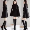 Women's Cape Qnpqyx Ny Autumn Women Woolen tyg sjal Cape Poncho med bälte kvinnlig mitten av koreansk ärmlösa avslappnade damer Cape Coats L230920