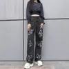Jeans pour femmes Harajuku imprimé papillon Vintage esthétique Baggy pantalon droit Grunge tenues décontractées pantalon Streetwear Y2k 2023