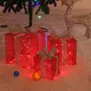 Kerstversieringen 3 stuks Kerstcadeaudozen met LED-verlichting Smeedijzer Lichtgevende ornamenten Vakantiejaar Kerstcadeaus Feest Voor Binnen Huisdecoratie 230920