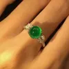 Band Rings Online red live broadcast new product simulation green chalcedony temperament full diamond opening female fashion jewelry ring x0920