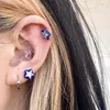 Stud Earrings Y2K Blue Star Punk Charm Titanium Steel For Men Women Goth Accessories Cool Korean Fashion