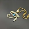 Мужские винтажные ожерелья с подвеской в Египте «Глаз Гора», модные ожерелья из нержавеющей стали со стразами в стиле хип-хоп, мужские ювелирные изделия, Gift226y