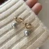Kolczyki Dangle Fashted Złoty kolor metalowy szary wisiorek perłowy dla kobiet urok kropla kolczyka oreille oreille biżuteria