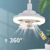 Ventilador de teto com lâmpada de iluminação E27 Base Controle Remoto para quarto sala de estar em casa silenciosa