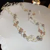Mode Perle Perlen Kette Halsketten 4 Kleeblatt Doppel Schichten Lange Pullover Kette für Frauen Party Festivals Geschenk Schmuck