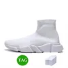 Designer Sock Shoes Men Women Graffiti White Black Red Beige Pink Clear Sole Lace-up Neon Yellow Socks Speed Runner Trainers Flat Platform Sneakers Casual 36-47