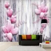 Sfondi Creativo Decorazione di arte della parete Carta da parati 3D Fiore rosa Linea astratta Po Carta murale Camera da letto Soggiorno TV Sfondo Decorazioni per la casa