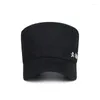 Berets primavera outono metal cinco estrelas chapéu plano homens casual ajustável militar bonés algodão viseiras do exército caminhoneiro snapback boné de beisebol