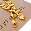 12mm bred 24k Real Yellow Solid Gold GF Mens Necklace 24 InCh Cant Curb Chain Jewelry 247J