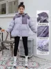 Trenchs de femmes manteaux coréen veste rembourrée violet patchwork à capuche velours côtelé épaissi coton pain manteau femme hauts vêtements d'extérieur épais chaud hiver