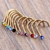 Blanda färger Rhinestone Nose Studs Skruva Ring Ben Bar Body Piercing Jewelry Gold Silver Nose Pin2478