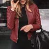 Kvinnor jackor Slim Fit Faux Leather Jacket Women Classic Moto Biker Pu Leater Spring Autumn Basic Zipper Coat Ytterkläder 230920