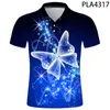 Męskie polo polo homme motyl moda streetwear męskie koszule swobodne hombres harajuku cool 3D nadrukowana koszula z krótkim rękawem ropa