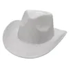 Frosted Top Hat Western Cowboy Hat Roll Brim Cowgirl Fedora Hat Party Vilt Cap Artistiek Temperament Zonnehoed voor Vrouwen Mannen